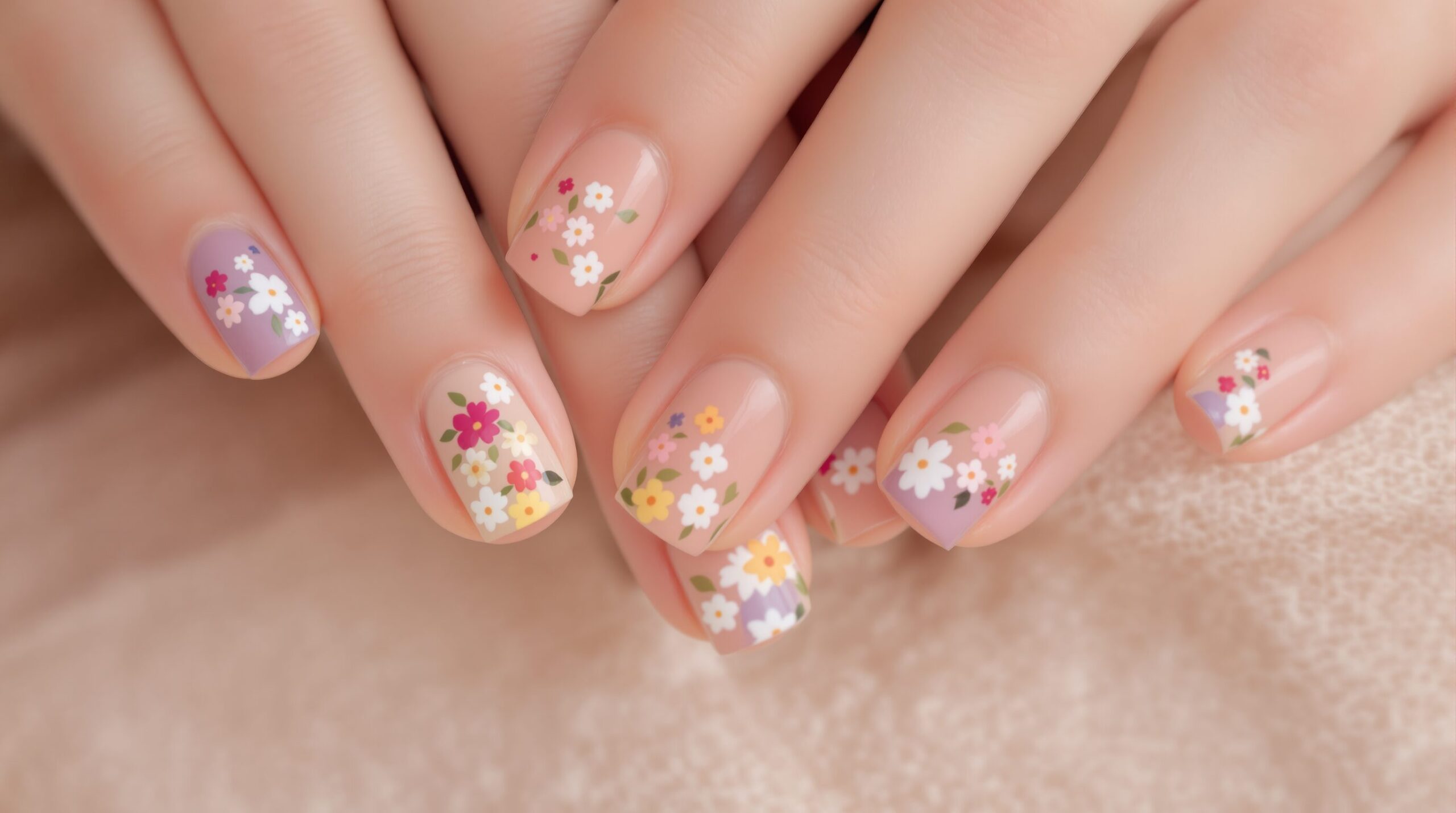 uñas con flores